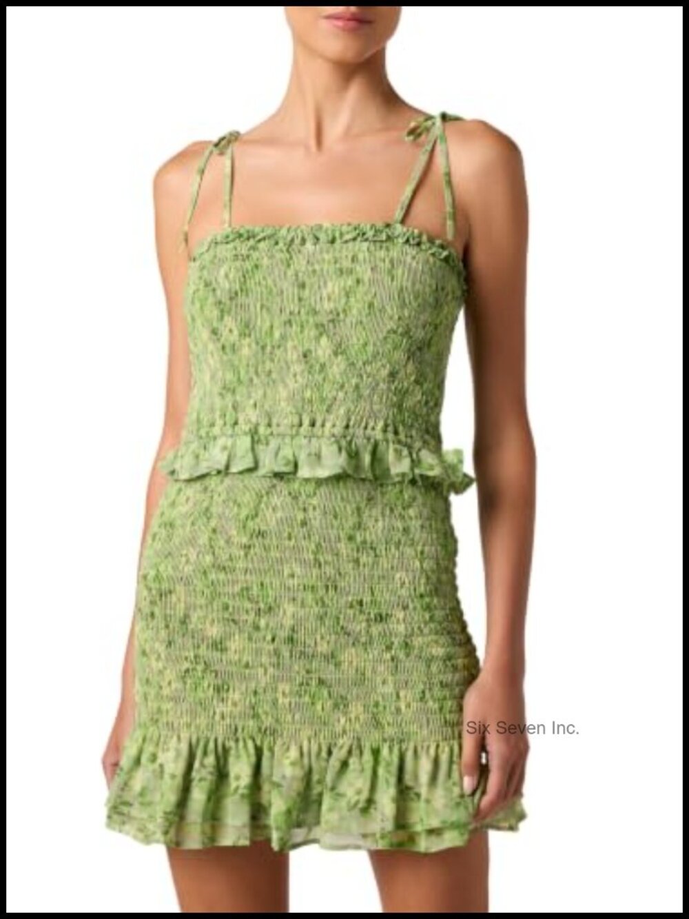 Smocked Floral Mini Dress with Ruffle Details